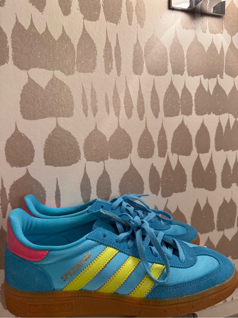adidas Bright Blue Suede Trainer with Yellow Accents